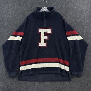 Vintage Fubu Sweater Men's Large Navy Blue 1/4 Zip Big F Logo Made in USA 90s